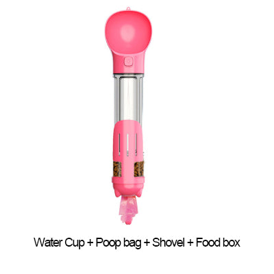 3 In 1, Portable Cat Dog Water Bottle, Food Feeder Drinker & Poop Dispenser