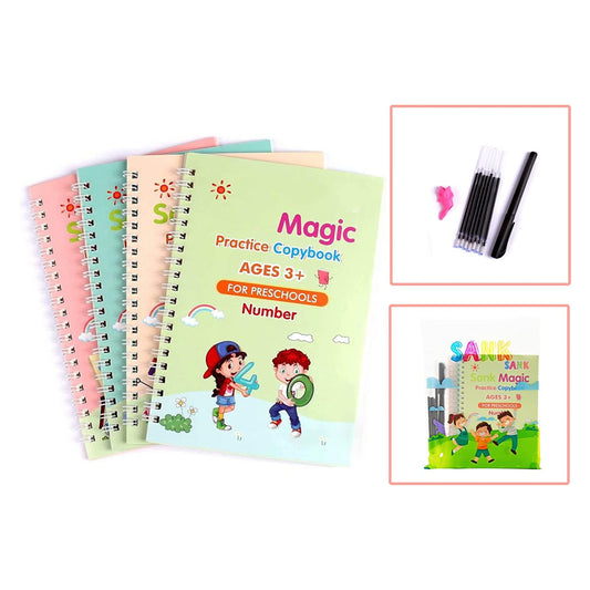 Reusable Practice Copybook 4 books with pen