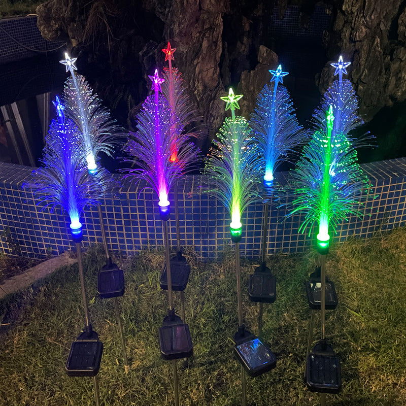 Solar Fiber Optic Pentagram Christmas Light Outdoor