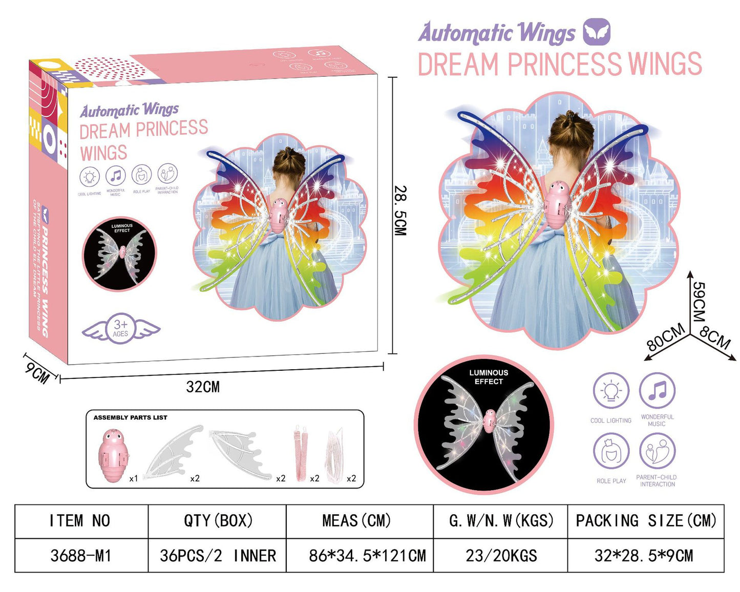 Girls Electrical Butterfly Wings With Lights Glowing