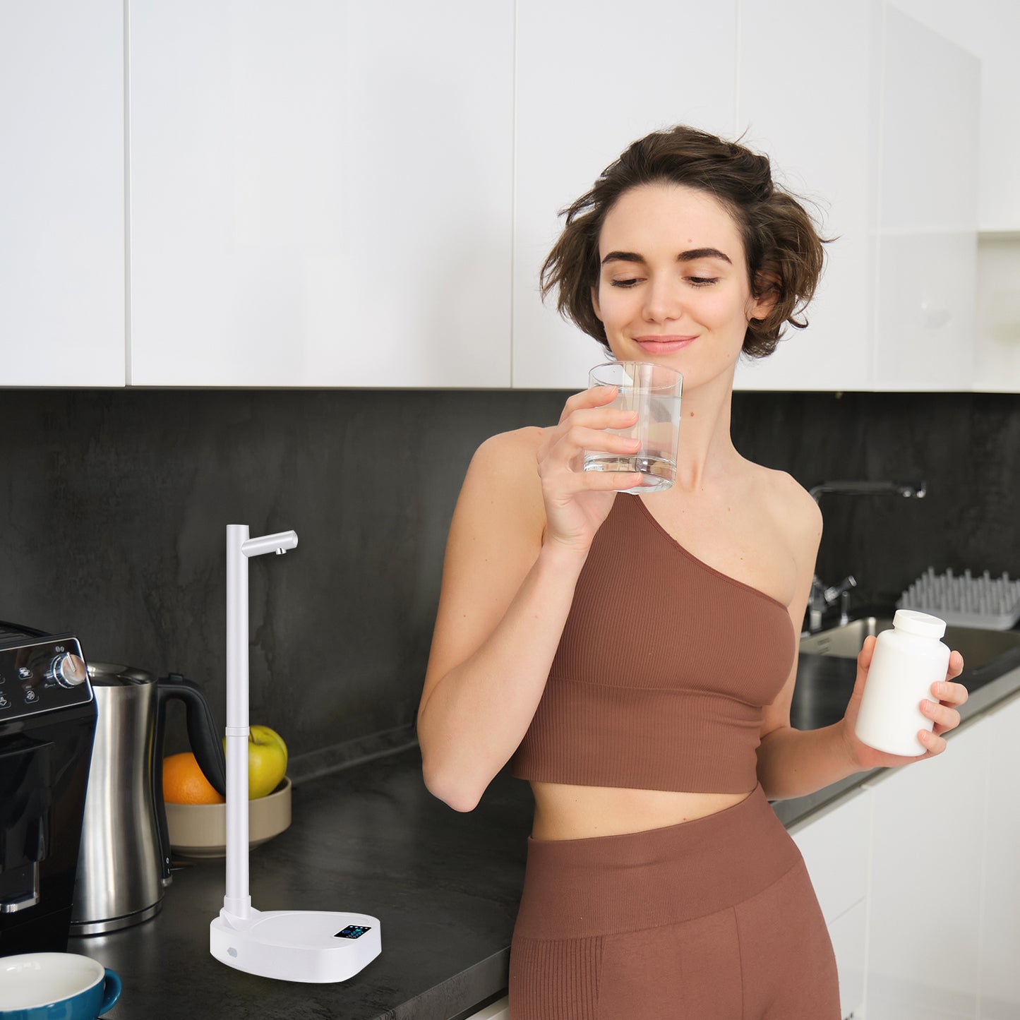 Rechargeable Desktop Water Dispenser with Water Bottle and Stand