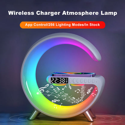 Intelligent G Shaped LED Lamp Bluetooth Speaker Wireless Charger Atmosphere Lamp