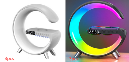 Intelligent G Shaped LED Lamp Bluetooth Speaker Wireless Charger Atmosphere Lamp