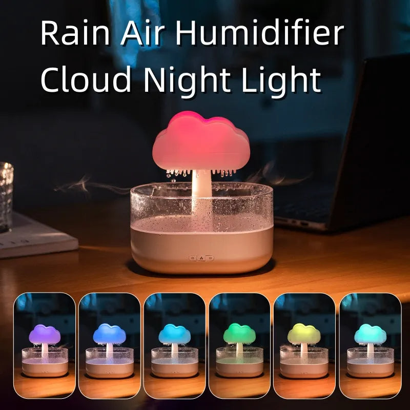 Rain Cloud Night Light Humidifier With Raining Water Drop Sound And 7 Color Led Light Essential Oil Diffuser Aromatherapy