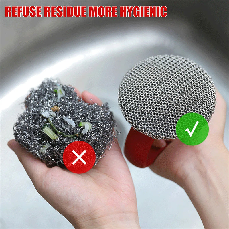 Round Chainmail Scrubber Brush Kitchen Gadgets