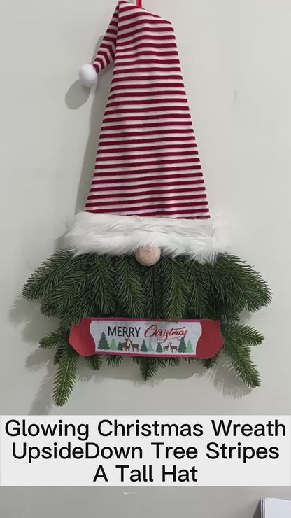 Glowing Christmas Wreath Upside Down Tree Stripes A Tall Hat